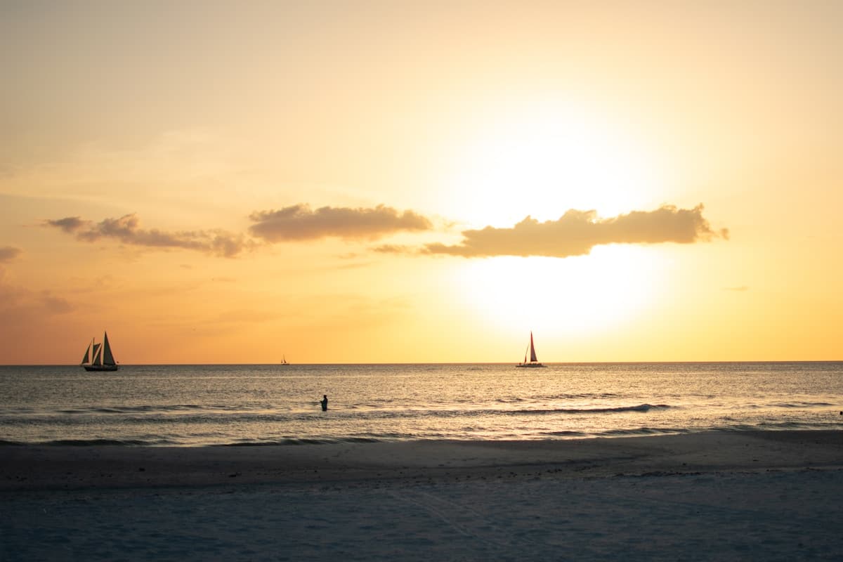 Clear turquoise water at a Florida Gulf Coast beach with white sand